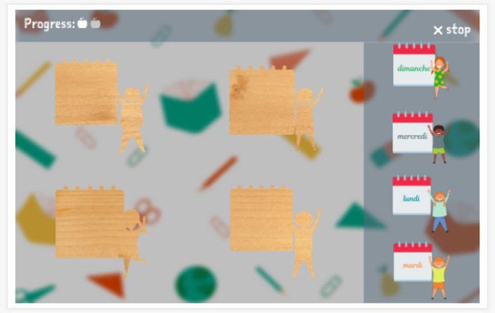Days of the week theme puzzle game of the French app for children