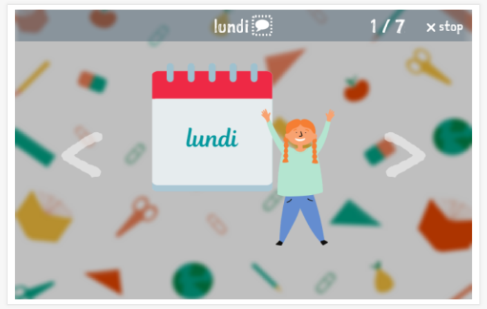 Days of the week theme presentation of the French app for children