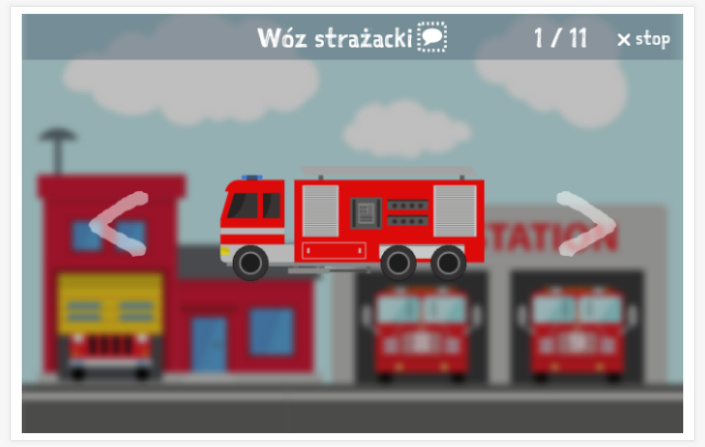Fire brigade theme presentation of the Polish app for children